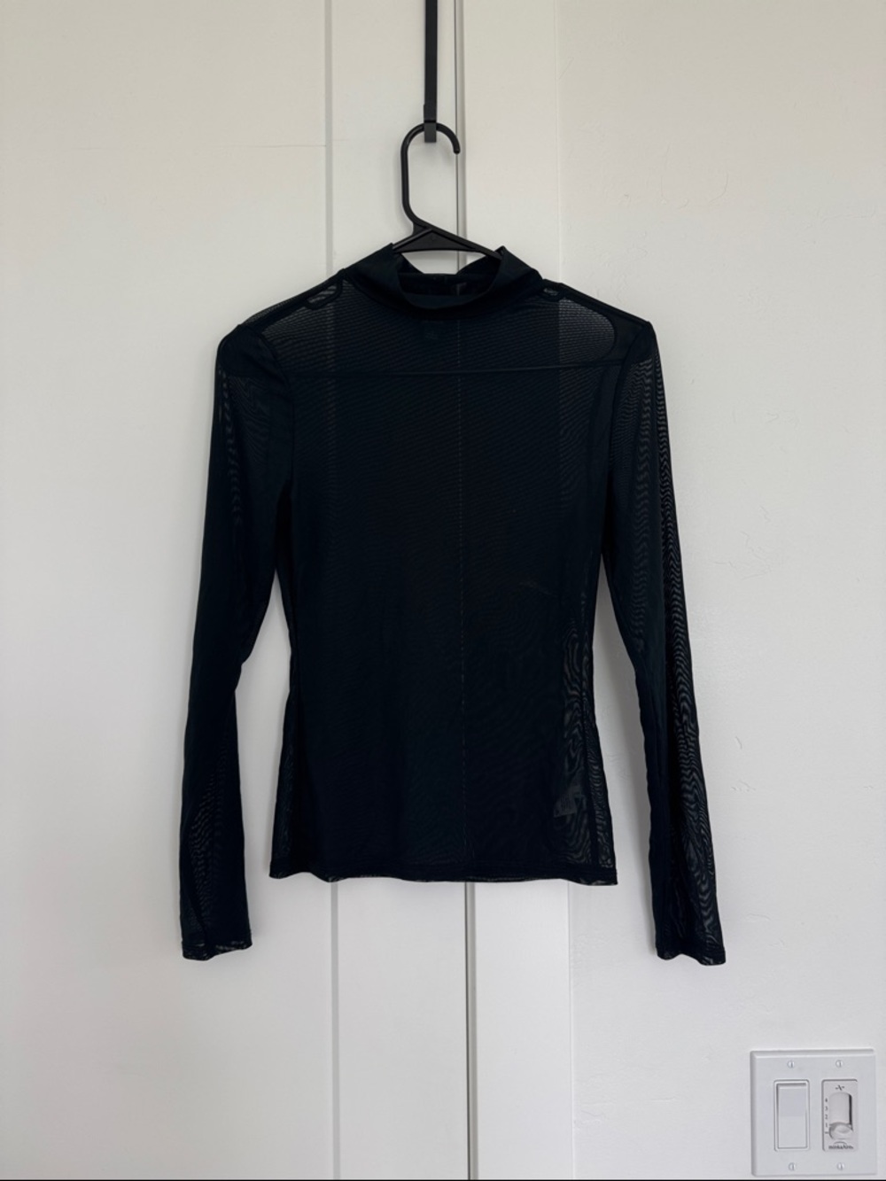 wild fable Black Sheer Mock Neck Long-Sleeve Top
